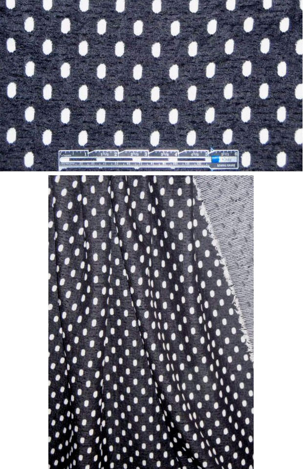 yarn dye cotton blend dot knit - midnight/cream 1 yard