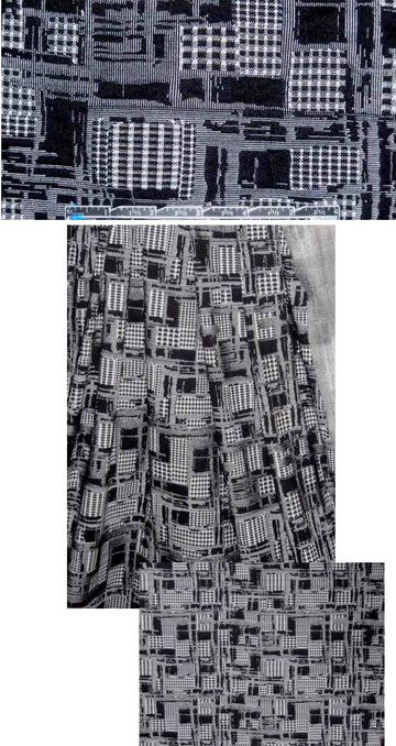 yarn dye decon plaid 2-ply knit - black/off white .66 yds