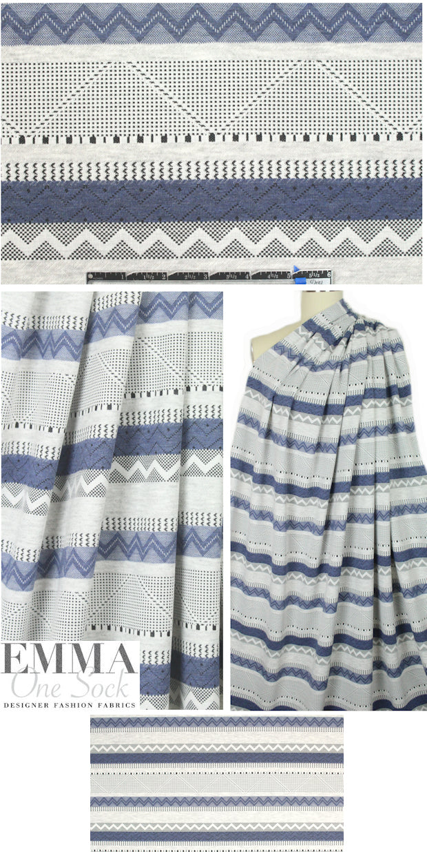 yarn-dye patterned stripe knit - denim/black/stone