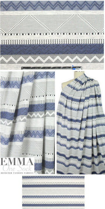 yarn-dye patterned stripe knit - denim/black/stone