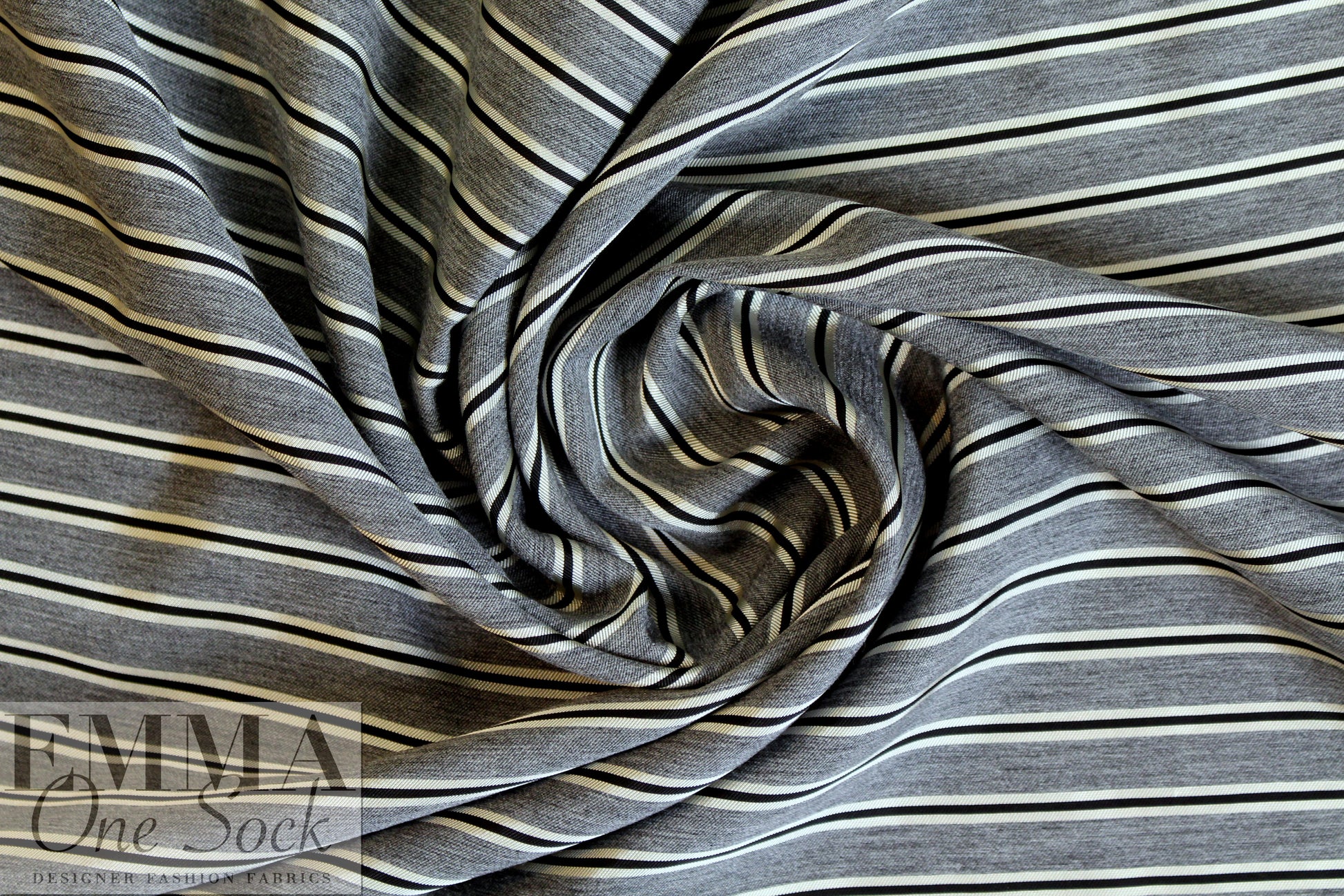 Italian gray/silver black stripe viscose/silk yarn dyed jacquard 1.5 yds