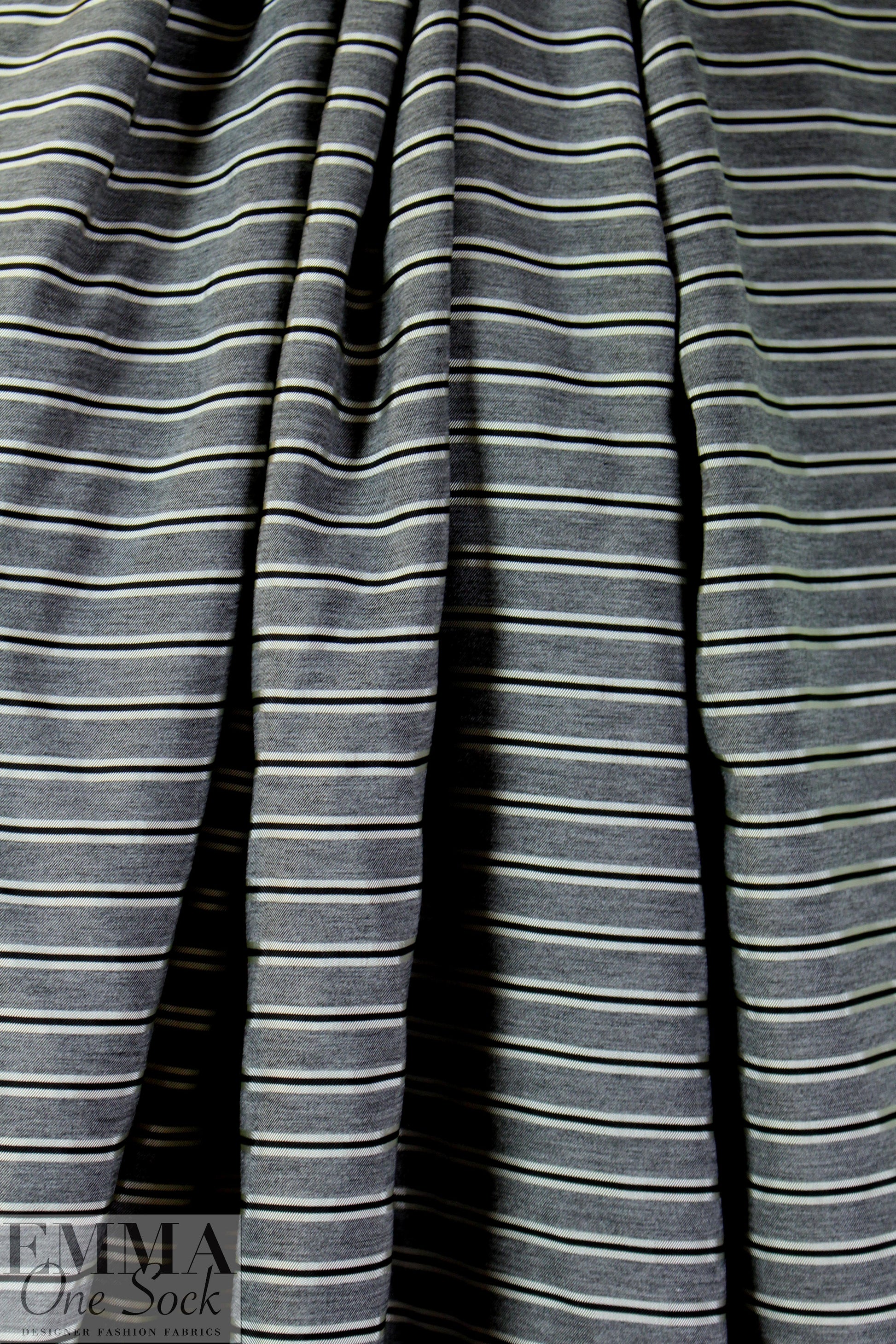 Italian gray/silver black stripe viscose/silk yarn dyed jacquard
