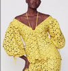 designer fancy textured floral guipure lace - sunshine 1.375 yd