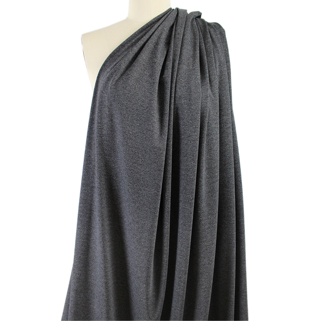 'yoga stretch' reversible rayon blend interlock jersey - gray/black 1.5 yd