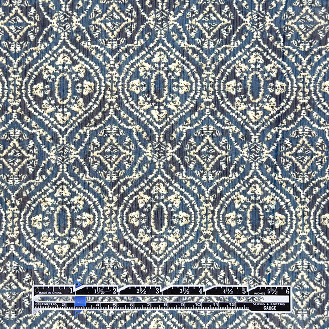 'blue medallion' crinkle texture yoryu 1.7 yds
