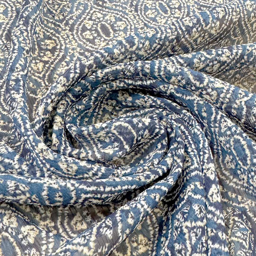 'blue medallion' crinkle texture yoryu 1.875 yd