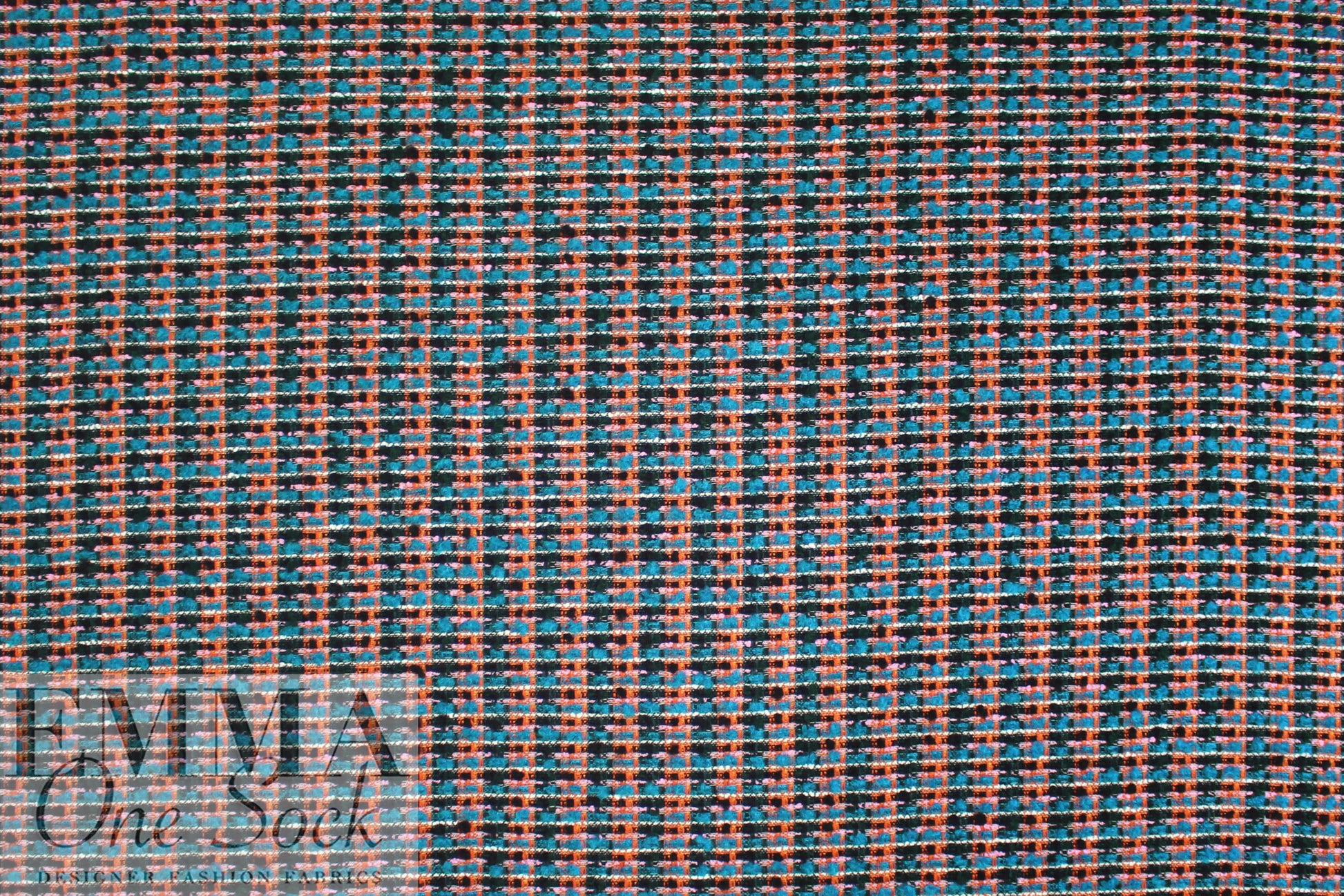 Italian wool blend fancy boucle' - cinnamon spice/peacock 1 yard